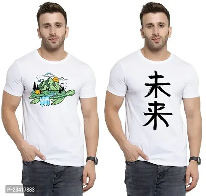 Comfortable White Polycotton Tees For Men Pack Of 2