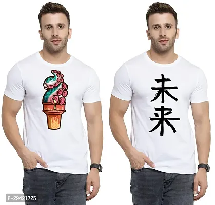 Stylish White Polycotton T-Shirt For Men Pack Of 2-thumb0