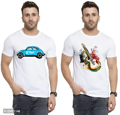 Stylish White Polycotton T-Shirt For Men Pack Of 2-thumb0