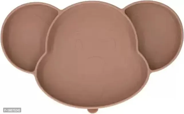 CareVego Suction Plate for Babies  Toddlers | 100% Silicone | Plate Stay Put with Suction Feature | Divided Design | Microwave  Dishwasher Safe (Brown)