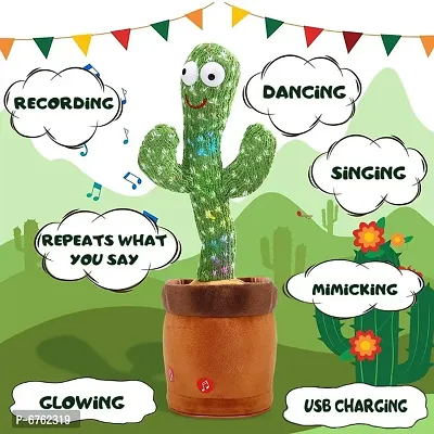 Dancing Cactus Toy for Baby Funny Talking for Kids Soft Plush Talk Back Toy, Can Sing, Record and Repeats What You Say Creative Kids Educational Musical Toys Game for Children Rechargeable-thumb0