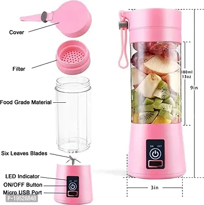 6 Blade Smoothie Maker  Portable Electric USB Juice Maker Juicer Bottle Blender Mixer, Rechargeable Bottle Portable Fruit Blender Maker Protein Shaker(MULTI) (Small)-thumb4