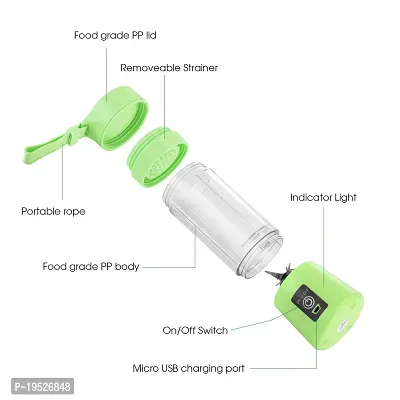 6 Blade Smoothie Maker  Portable Electric USB Juice Maker Juicer Bottle Blender Mixer, Rechargeable Bottle Portable Fruit Blender Maker Protein Shaker(MULTI) (Small)-thumb3