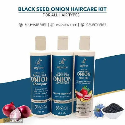 Aayuzon Anti Hair Fall Hair Care Set - Black Seed Onion Shampoo 200 ml + Conditioner 200 ml + Hair Oil 200 ml-thumb5