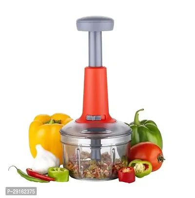 Classic Manual Press Fruit And Vegetable Chopper With 3 Stainless Steel Blades