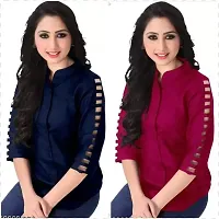 Elegant Multicoloured Rayon Striped Top For Women Pack Of 2-thumb1