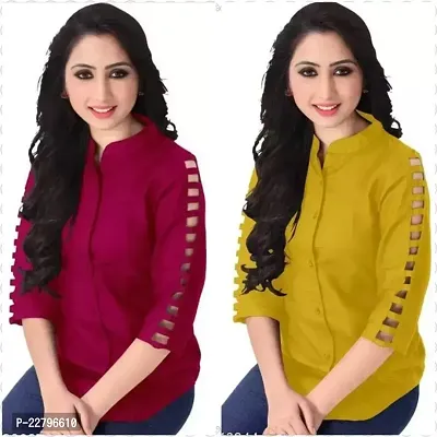 Elegant Multicoloured Rayon Striped Top For Women Pack Of 2