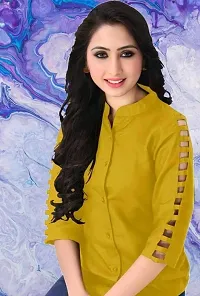 Elegant Yellow Rayon Striped Top For Women-thumb1