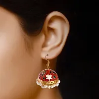 Adorn Gold Plated Light Weight Meenakari Copper Jhumki Earring For Women/Girls-thumb1