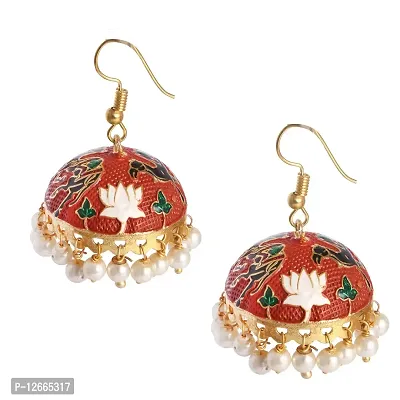 Adorn Gold Plated Light Weight Meenakari Copper Jhumki Earring For Women/Girls-thumb0