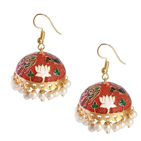 Adorn Plated Light Weight Meenakari Jhumki Earring For Women/Girls