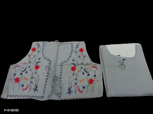 Stylish Rayon Floral Printed Bell Design Straight Kurta With Koti Set For Women-thumb0