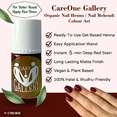 CareOne Gallery Organics Natural Nail Henna | Vegan  Halal Mehendi Nail Polish For Women | Ready-to-use Dark Maroon Colour Stain-thumb2