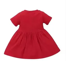 Stylish Red Crepe Printed Frock For Girl-thumb1