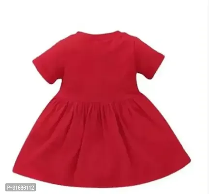 Stylish Red Crepe Printed Frock For Girl-thumb2