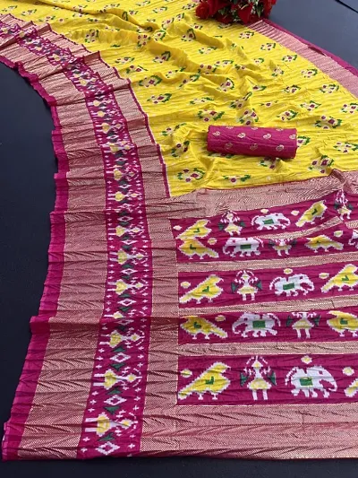 Beautiful Polycotton Saree With Blouse Piece For Women