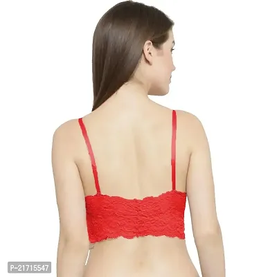 Buy Quttos Quttos Red Lace Non-Wired Lightly Padded Bralette Bra