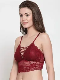 Women's Super Net Non-Wired Bralette Lightly Padded Seamless Bra for Ladies  Girls(H-S-Women-Bra-01-Maroon-34)-thumb3