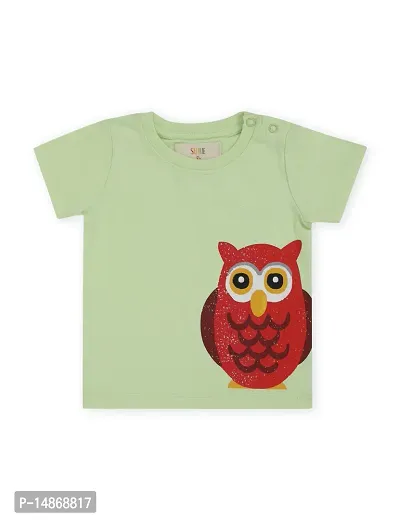 Elegant Green Cotton Printed T-Shirts For Girls-thumb0