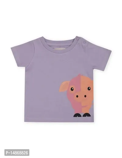 Elegant Purple Cotton Printed T-Shirts For Girls