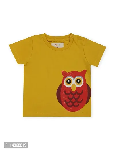 Elegant Yellow Cotton Printed T-Shirts For Girls