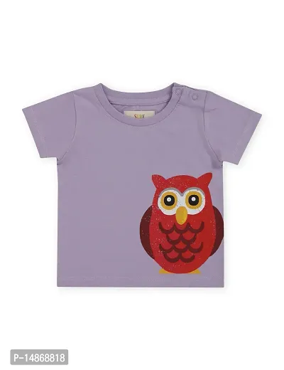 Elegant Purple Cotton Printed T-Shirts For Girls