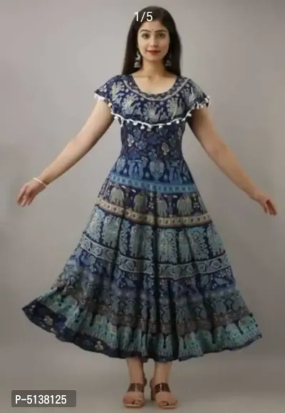 Cotton Jaipuri Printed A-Line Dress-thumb0