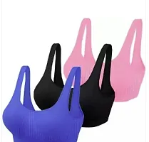 Stylish Multicoloured Cotton Solid Bras For Women, Pack Of 3-thumb1