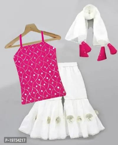 Classic Satin Printed Clothing Set for Kids Girls-thumb0