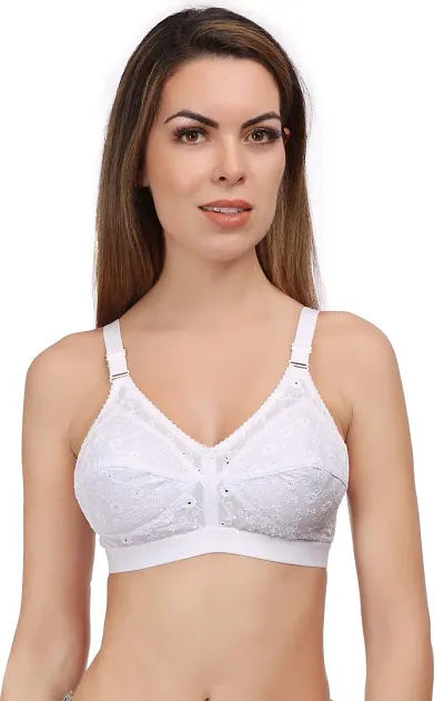 Classic Cotton Chicken Solid Bra For Women