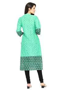 Stylish Cotton Printed Green Three Quarter Sleeves Kurta-thumb2