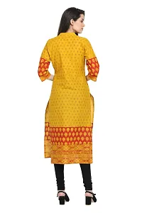 Stylish Cotton Printed Yellow Three Quarter Sleeves Kurta-thumb2