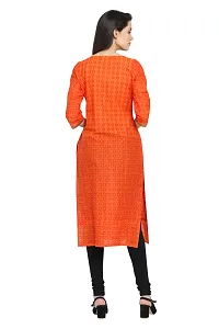 Stylish Cotton Printed Orange Three Quarter Sleeves Kurta-thumb2