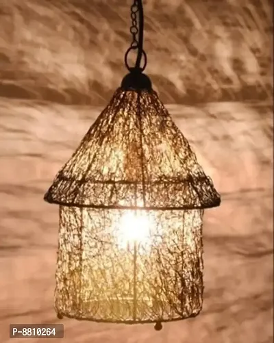 Hut Nest Hanging T-Light Holder, Meshed Wire Lantern, Gold Plated  ( Set of 2 )
