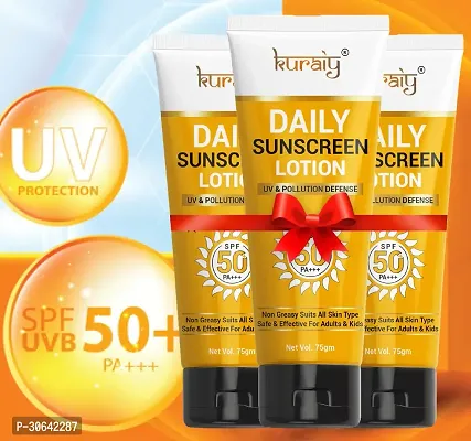 Kuraiy Spf 50 Pa+++ Sunscreen Uv Lotion Sunblock 75 Ml Pack of 3-thumb0