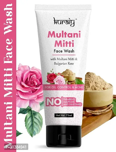 KURAIY Multani Mitti Enriched With Turmeric  Saffron, For Pimple Control Face Wash  (75 g)-thumb0