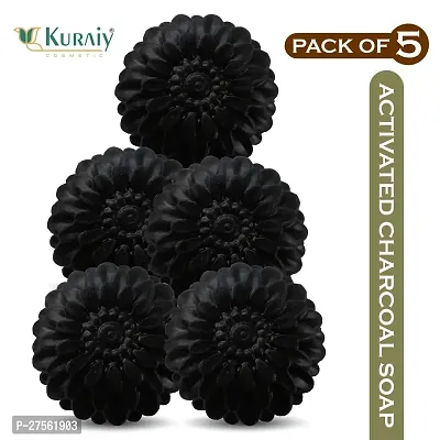 Kuraiy Activated Charcoal Deep Cleansing Bath Soap, 100g (Pack of 5)  (5x 100 g)