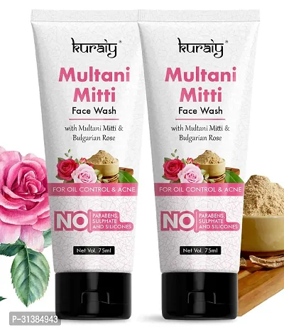 KURAIY Multani Mitti Enriched With Turmeric  Saffron, For Pimple Control Face Wash 75ml pack of 2-thumb0