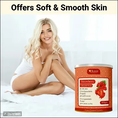 KURAIY strawberry  Wax for Smooth Hair Removal - 800gm strawberry  extracts For all skin types Removes Tan, Dead Skin For Arms, Legs and Full body (Pack of 2)-thumb5