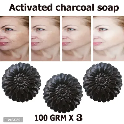 Kuraiy Activated Charcoal Deep Cleansing Bath Soap, 100g (Pack of 3)  (3x 100 g)