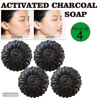 Kuraiy Activated Charcoal Deep Cleansing Bath Soap, 100g (Pack of 4)  (4x 100 g)