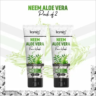 KURAIY 100% Premium NEEM ALOE VERA Face Wash Soothing Clear Calming Facial Cleanser 75mlnbsp;