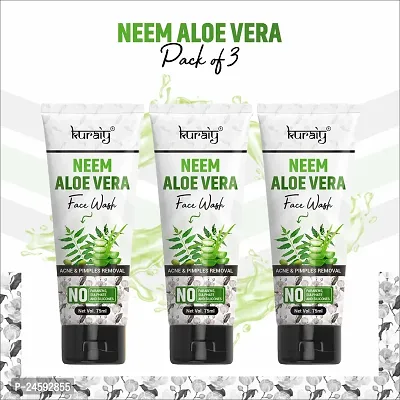 KURAIY 100% Premium NEEM ALOE VERA Face Wash Cream Deep Moisturizing Cream Face wash Tube PACK OF 3-thumb0