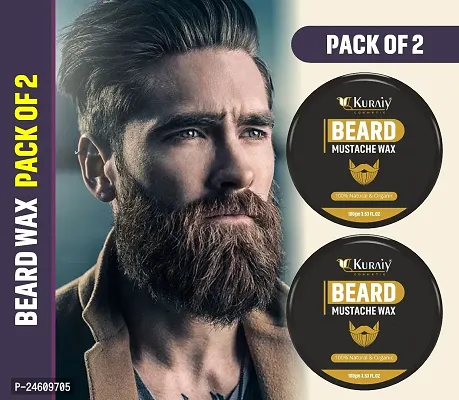 KURAIY Stronghold Styling Hair  Beard Wax | Instant Style Beard Wax for Men Hair Wax  (100 g) PACK OF 2-thumb0