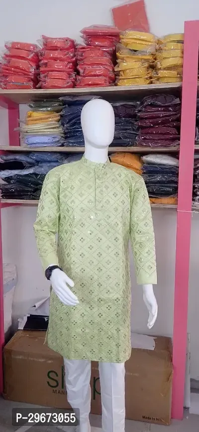 New Trendy Solid Cotton Straight Kurta for Men-thumb0