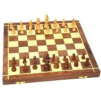 Wooden Handmade Standard Classic Chess Board Game Small Chess Pieces Foldable Size 14 Inches (Non-Magnetic)-thumb2