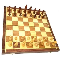 Wooden Handmade Standard Classic Chess Board Game Small Chess Pieces Foldable Size 16 Inches (Non-Magnetic)-thumb1