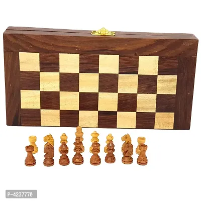 Collectible Folding Wooden Chess Game Board Set 8 inches with Magnetic Crafted Pieces-thumb5