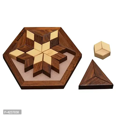 Wooden 30-Piece Hexagon Star Jigsaw / Puzzle Board- Wooden Toy Game - Brain Teaser-thumb3