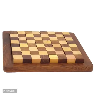 Handmade Indian 13-Pieces Chess Board Style Jigsaw Puzzle Game - Wooden Toy Game - Brain Teaser-thumb0